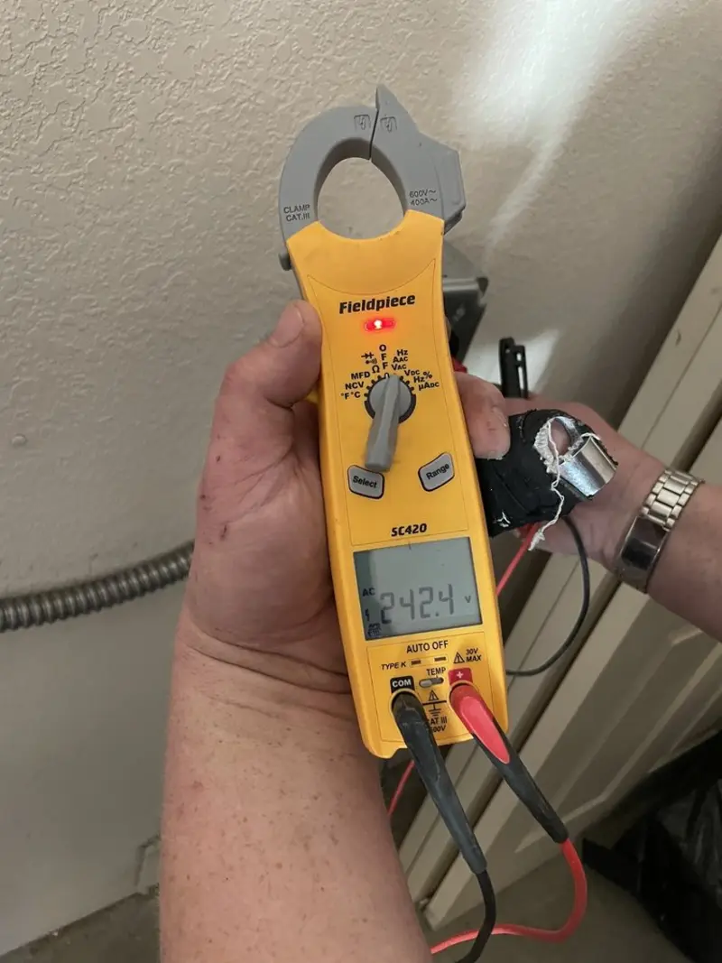 Voltage testing with clamp meter during Generator Installation in Boyes Hot Springs